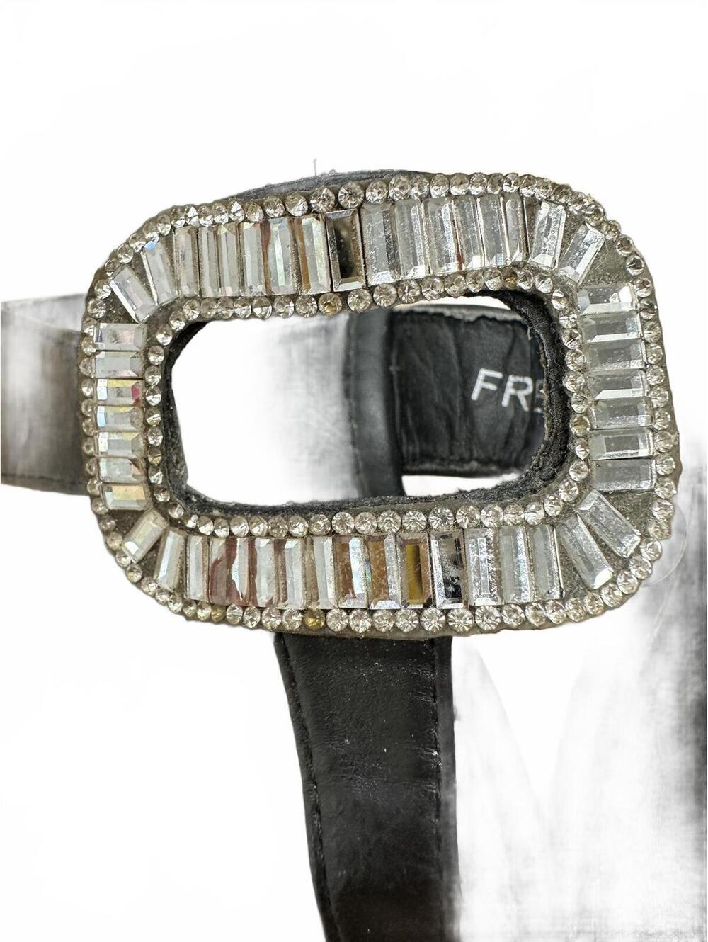 Black Sandals with Rhinestone Buckle - Picture 2 of 7